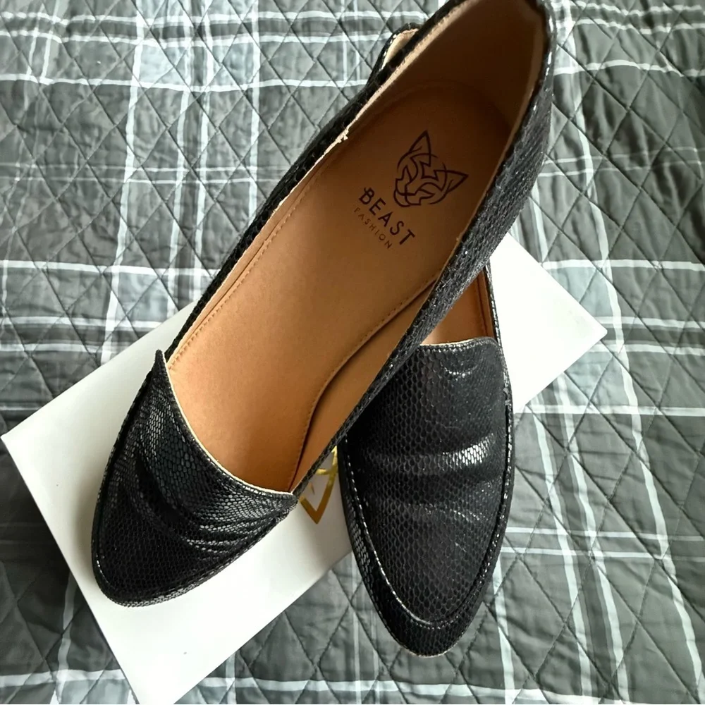 BEAST FASHION NIB for Buckle Black Faux Croc On Trend Loafers Slip-Ons Sz 9
